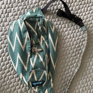 Kavu Teal and White Chevron Sling Bag